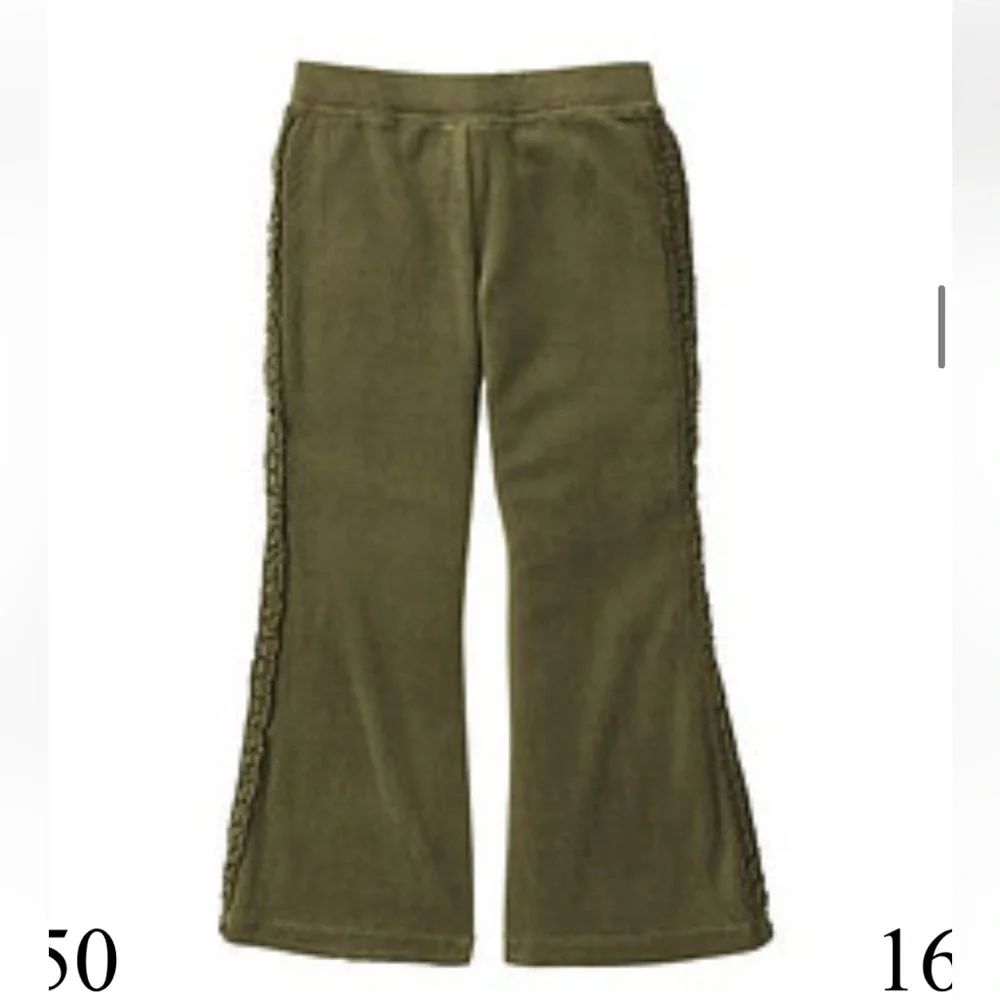 NWT Gymboree Harvest Leaves velour yoga ruffle pant olive green Size 6 2007
